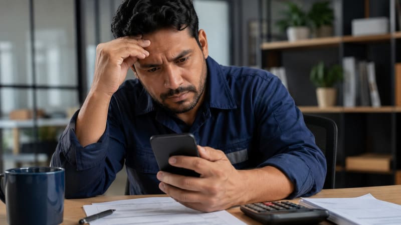 Trabalhador preocupado com salário por fora no PIX
