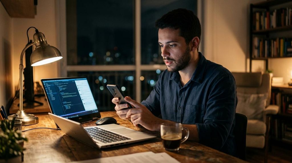 Trabalhador em teletrabalho entendendo quando o adicional de sobreaviso é devido
