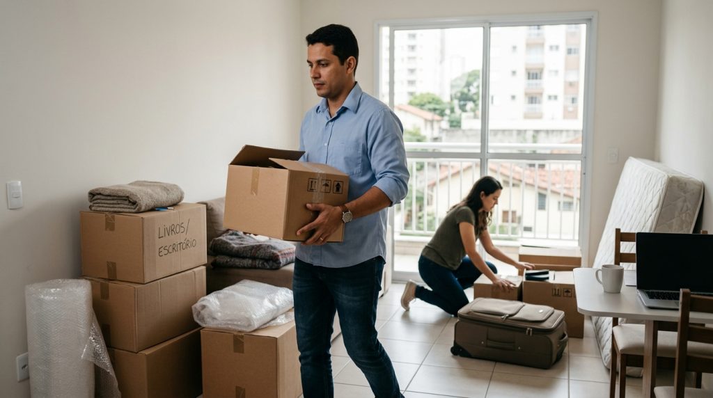 Trabalhador com caixas de mudança entendendo quando o adicional de transferência é devido